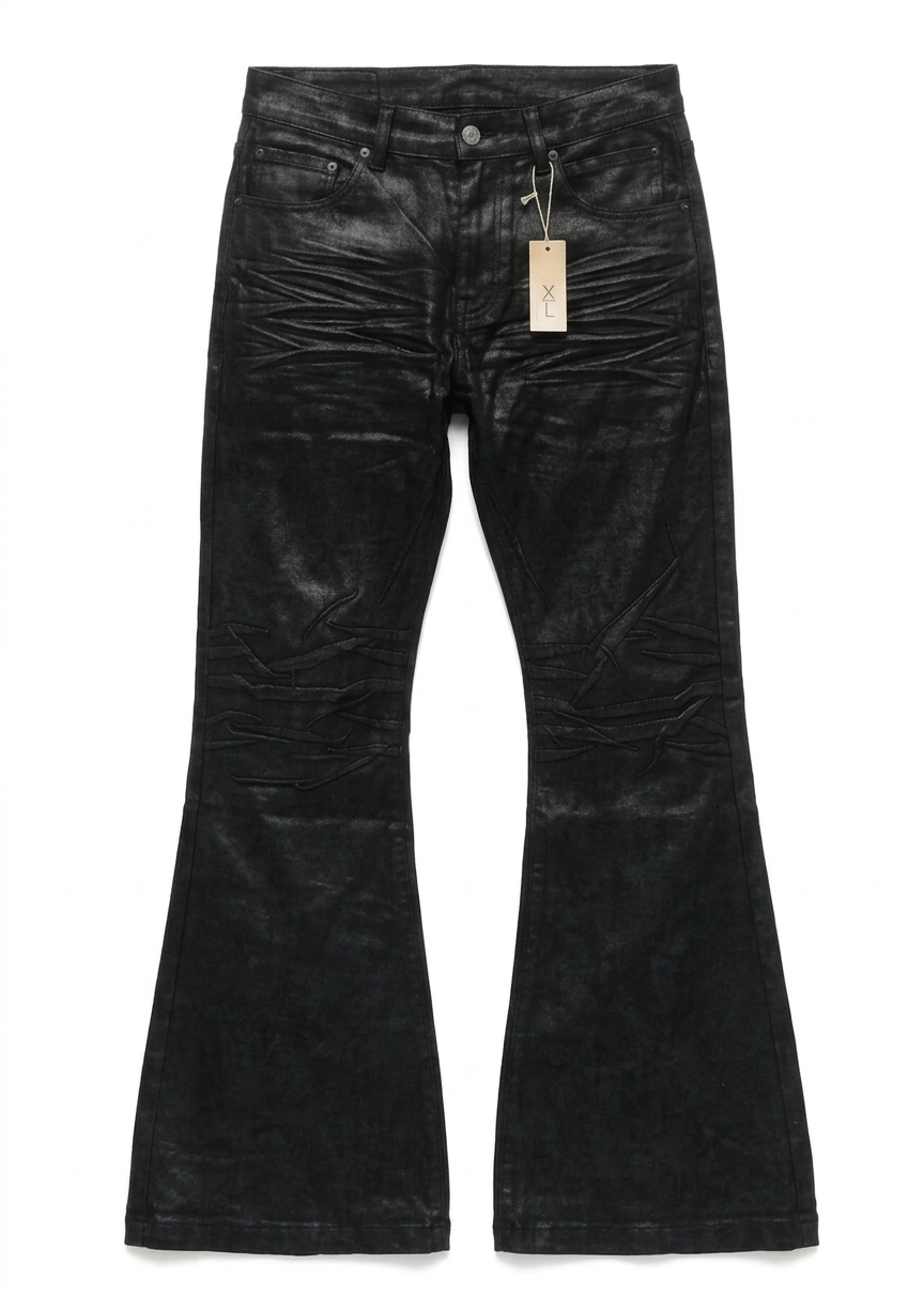 WAX-ON WAX-OFF FLARED BLACK DENIM