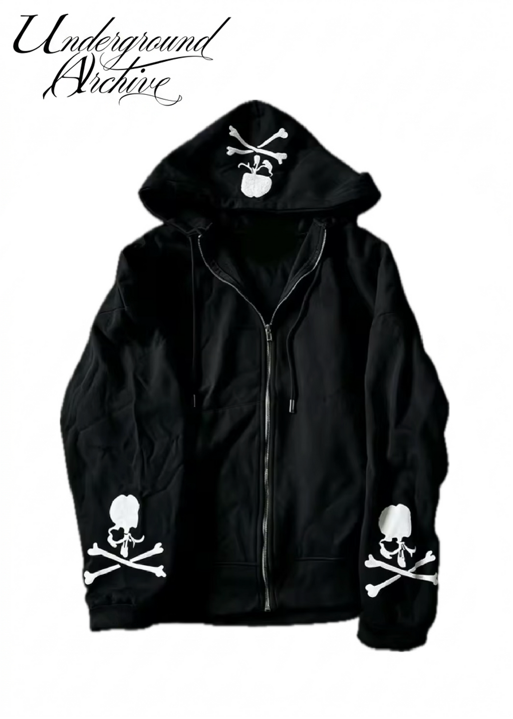 SKULLY ZIP-UP (BLACK/WHITE)
