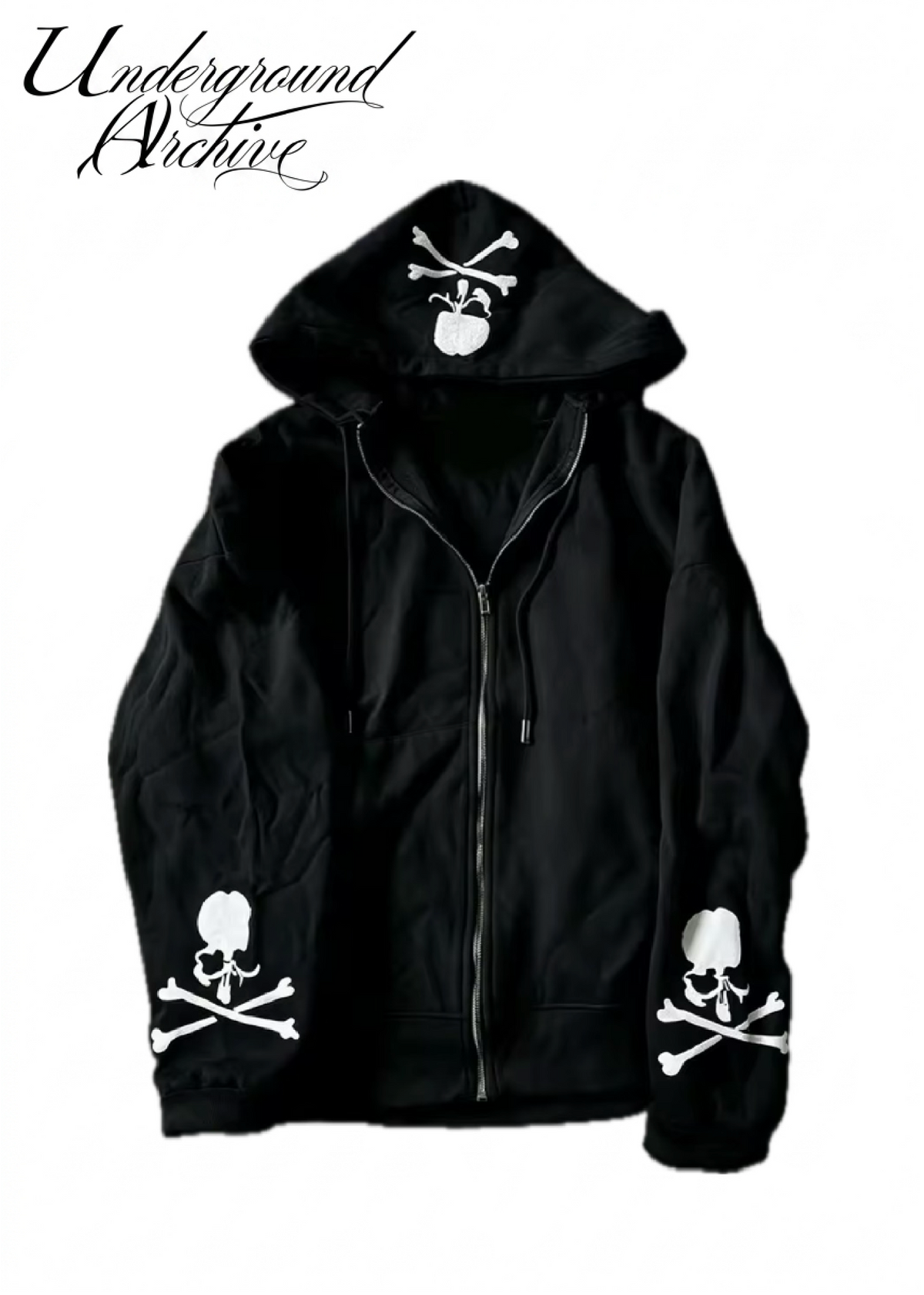 SKULLY ZIP-UP (BLACK/WHITE)