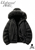 DECONSTRUCTED TRUCKER COAT WITH FUR HOOD