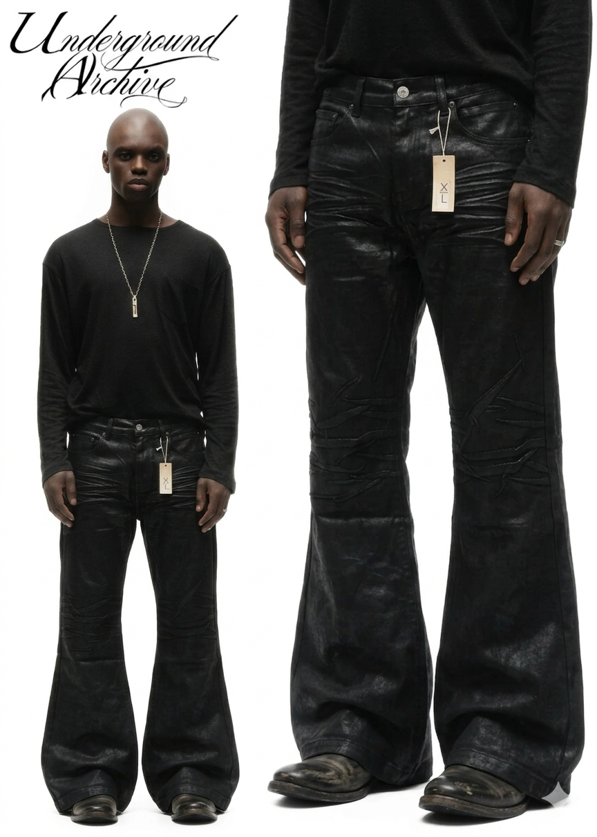 WAX-ON WAX-OFF FLARED BLACK DENIM